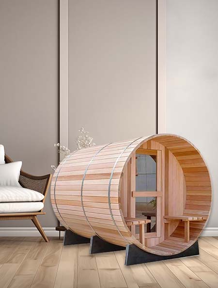 Sauna con secchio di legno