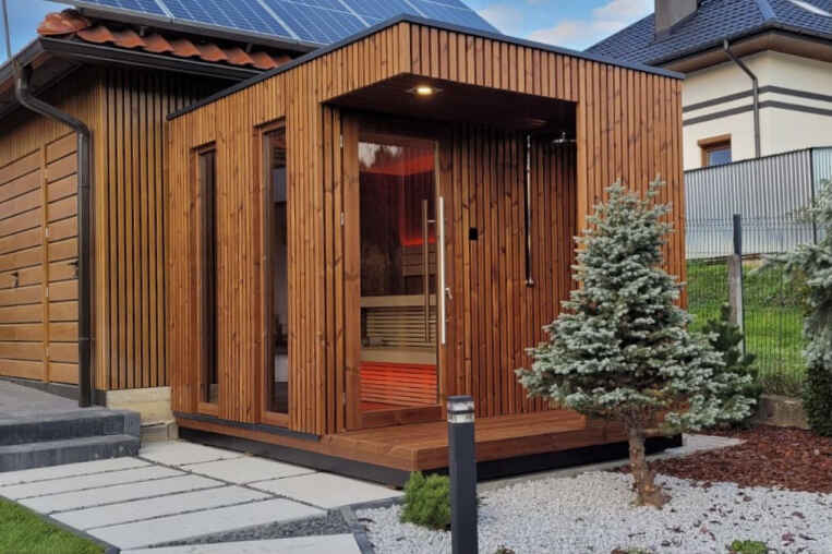 Sauna in legno anticorrosiva per sauna all'aperto quadrata a infrarossi lontani per 3-4 persone