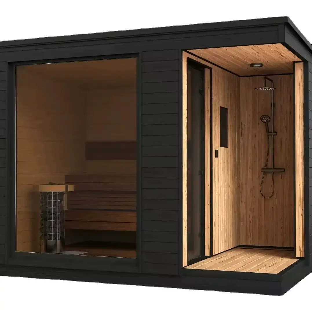 Sauna mobile da esterno con doccia